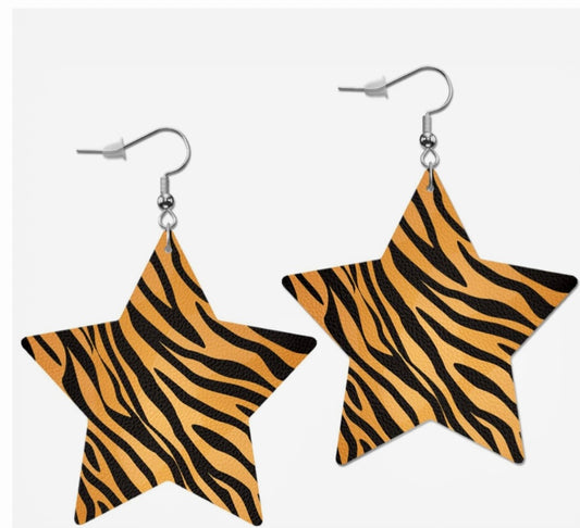 Tiger Stripe Star Earrings