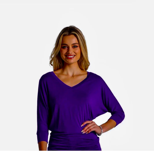 Purple V Neck Dolman